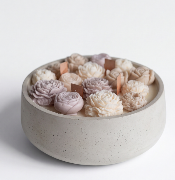 Mak Fleur: Velas Decorativas de Diseño Floral Elegante en madera noble, vista principal completa