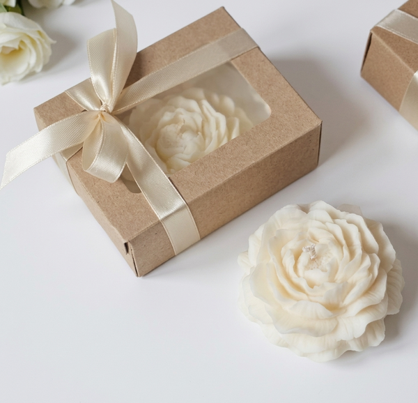 Colección Peonía: Velitas Souvenir para Eventos Elegantes en madera noble, vista principal completa