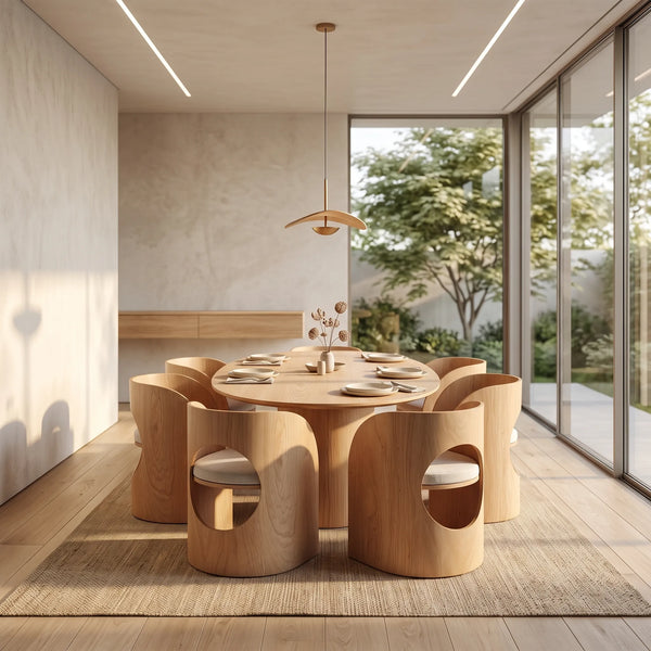 Comedor Ovalado Sirmione de 6 Sillas Envolventes en Roble Claro - vista alternativa