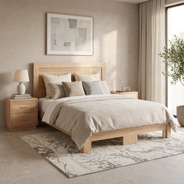 Recámara Pienza en Madera Clara con Cama y Par de Burós - vista alternativa