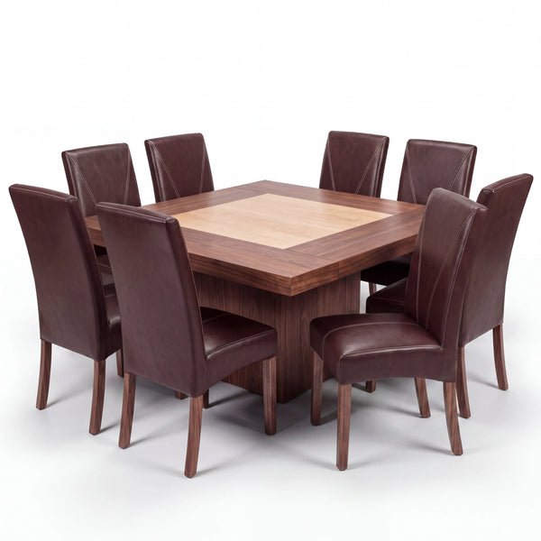 Comedor de 8 Sillas en Nogal Macizo y Tapiz Texturizado - Hero Portada | LEMICH Alta Ebanistería Residencial