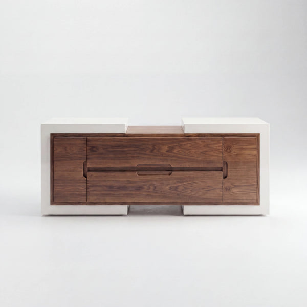 Credenza Buffet Moderna en Nogal con Tiradores Ocultos y 4 Puertas - Hero Portada | LEMICH Alta Ebanistería Residencial