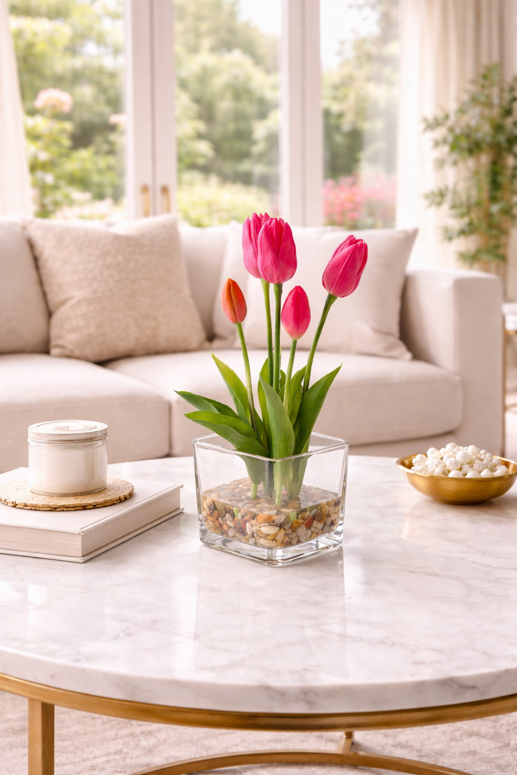 Colección Éclat | Tulipán Fucsia en Arreglo Floral Artificial