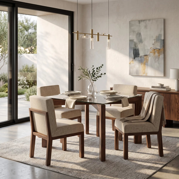 Comedor Cuadrado Ámsterdam en Nogal y Cristal Templado - vista alternativa