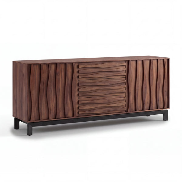 Buffet / Credenza Escultural Marea en Nogal Tallado y Herrería - Hero Portada | LEMICH Alta Ebanistería Residencial
