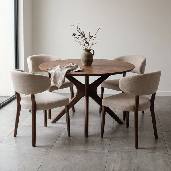Comedor Brera en Nogal Natural y Rosa Morada Sólida · Escultural - vista alternativa
