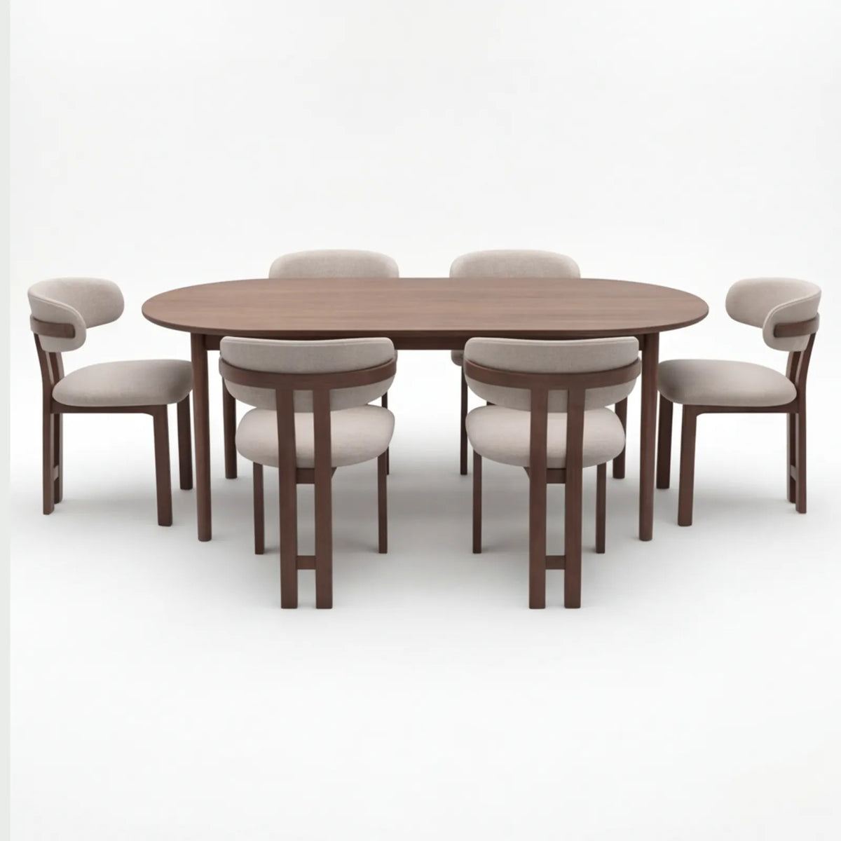 Comedor Maren en Nogal y Rosa Morada Sólida · Escultural