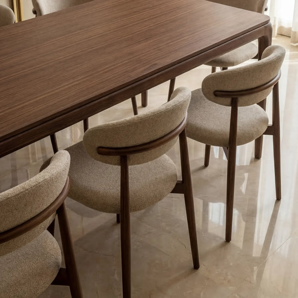 Mesa de Comedor Orizzonte para 8 sillas en Nogal y Rosa Morada · Escultural - vista alternativa