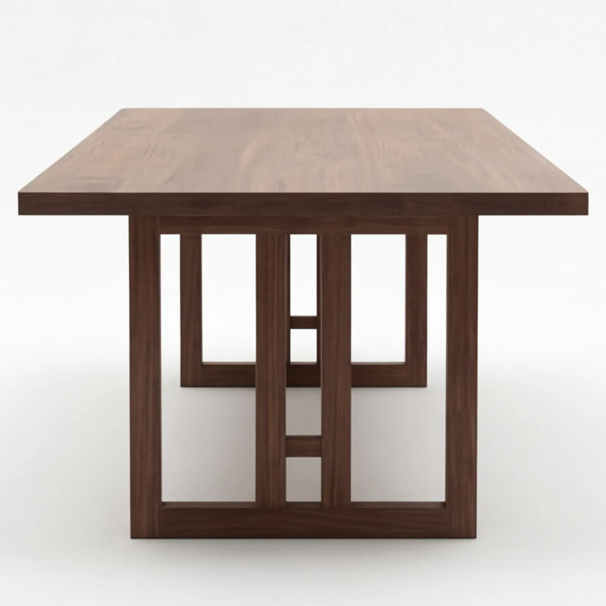 Mesa de Comedor Solstis para 12 sillas en Nogal con base de Rosa Morada Sólida · Silueta Arquitectónica