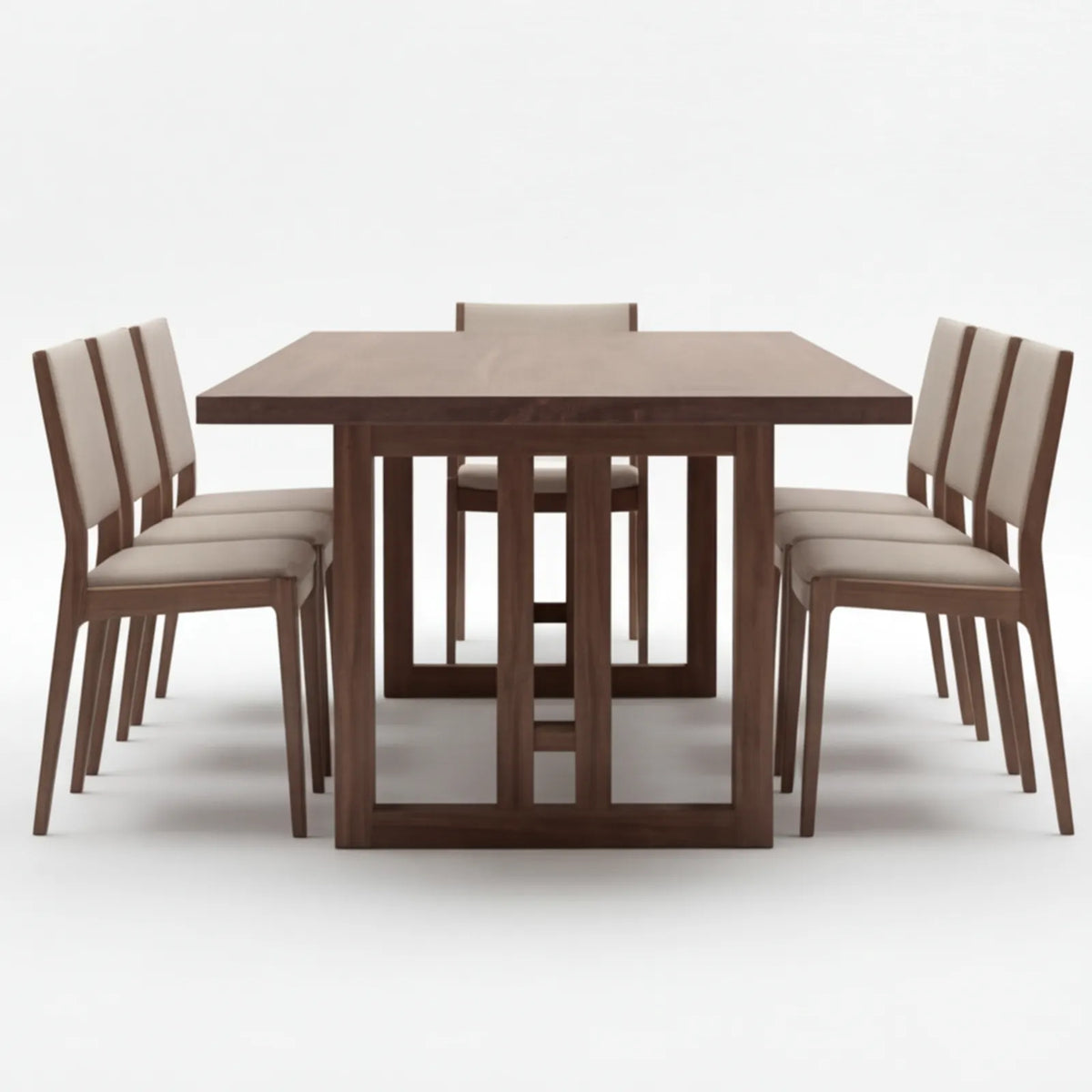 Comedor Solstis en Nogal con estructura en Madera Sólida · Escultural