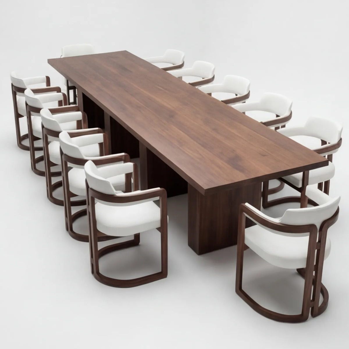 Conjunto de Comedor Diadem en Nogal y Rosa Morada Sólida · Presencia Arquitectónica