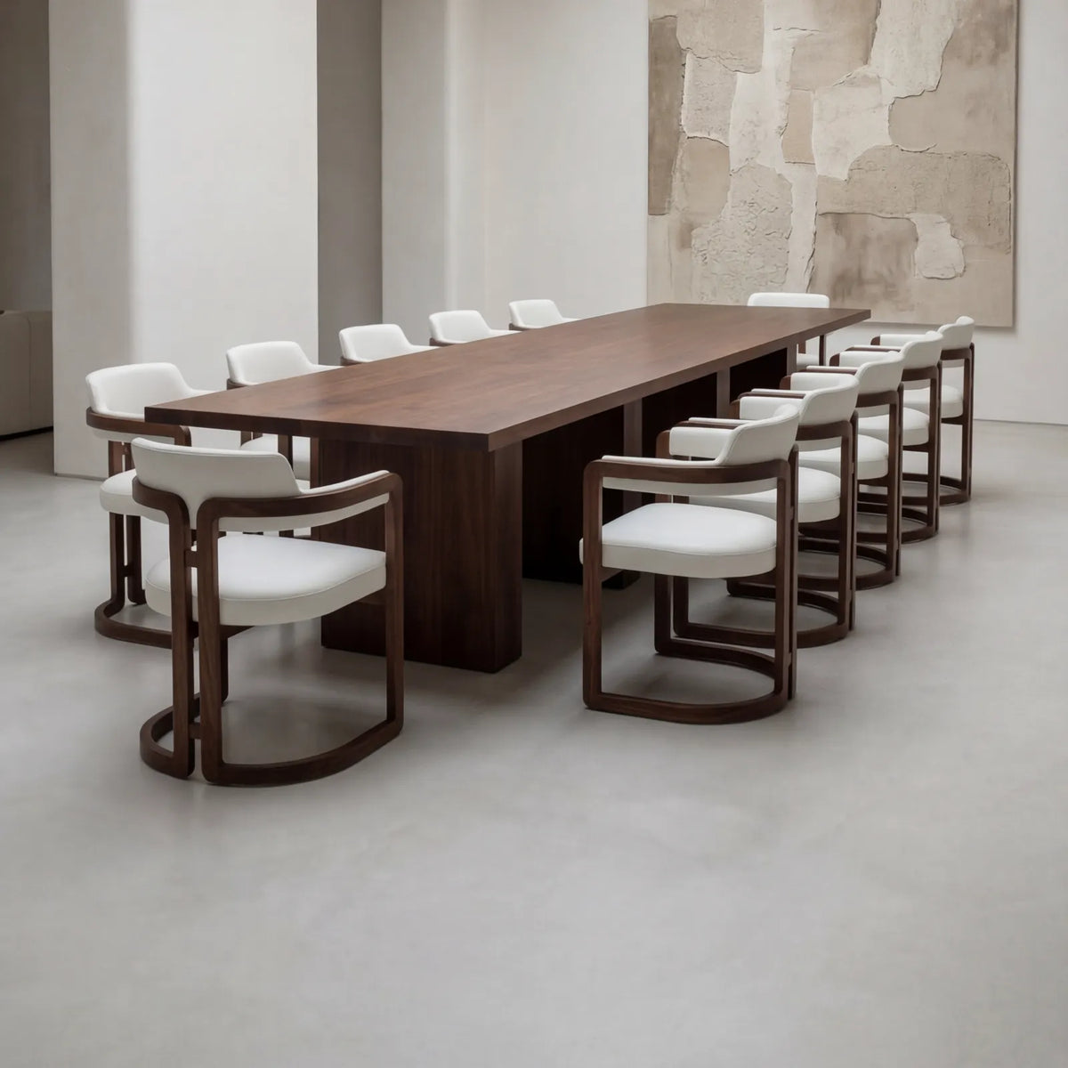 Conjunto de Comedor Diadem en Nogal y Rosa Morada Sólida · Presencia Arquitectónica