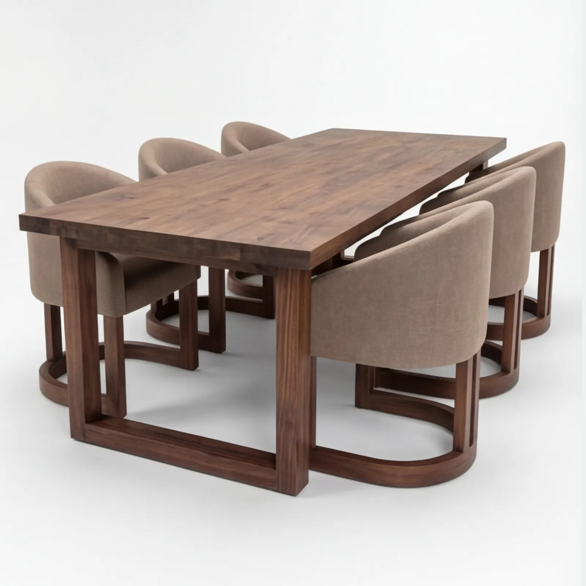 Conjunto de Comedor Horen en Nogal y Rosa Morada Sólida · Arquitectónico