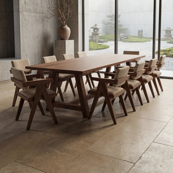 Mesa de Comedor Quoruom para 10 sillas en Nogal con estructura en Rosa Morada Sólida · Arquitectónico - vista alternativa