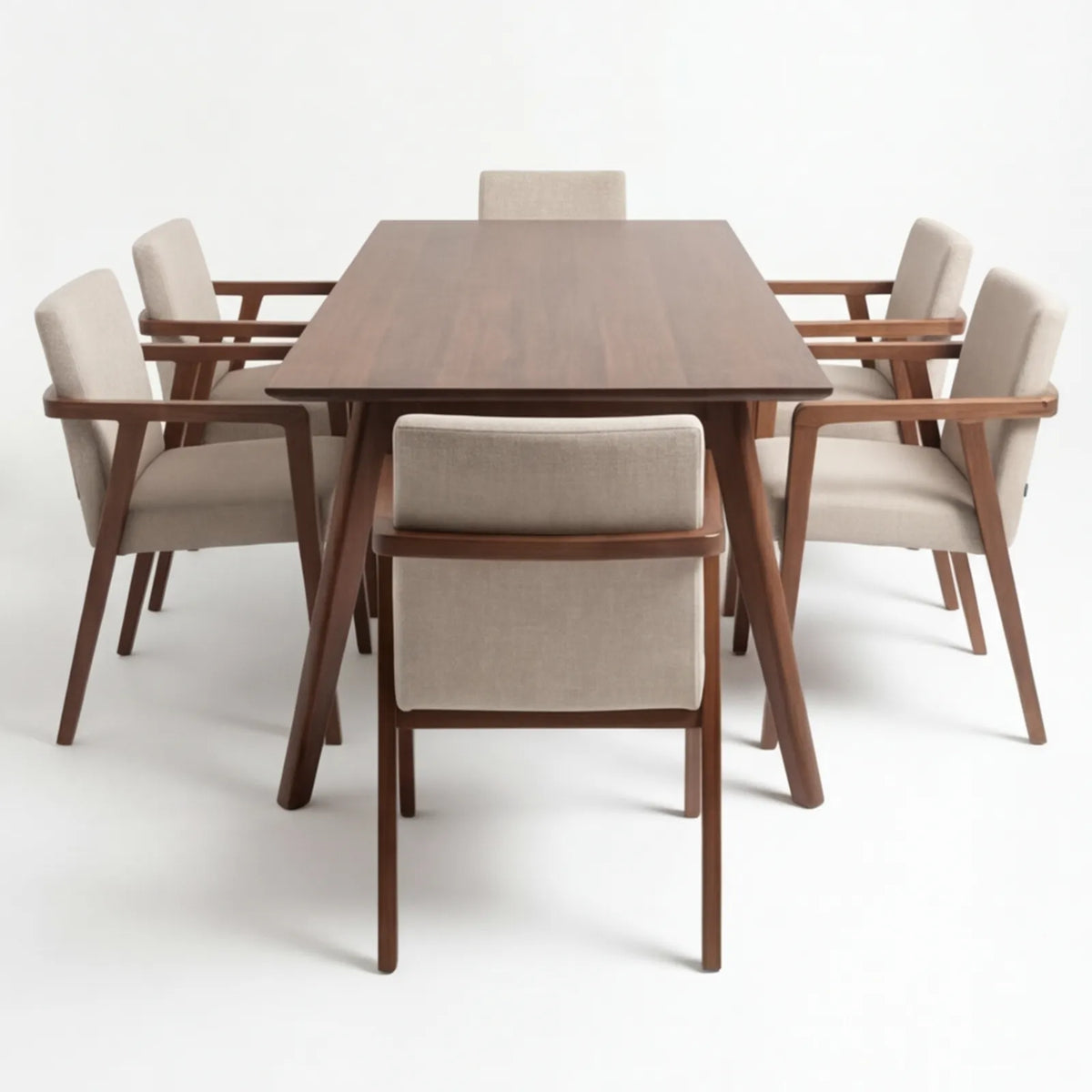 Comedor Toren en Nogal y Rosa Morada Sólida · Escultural