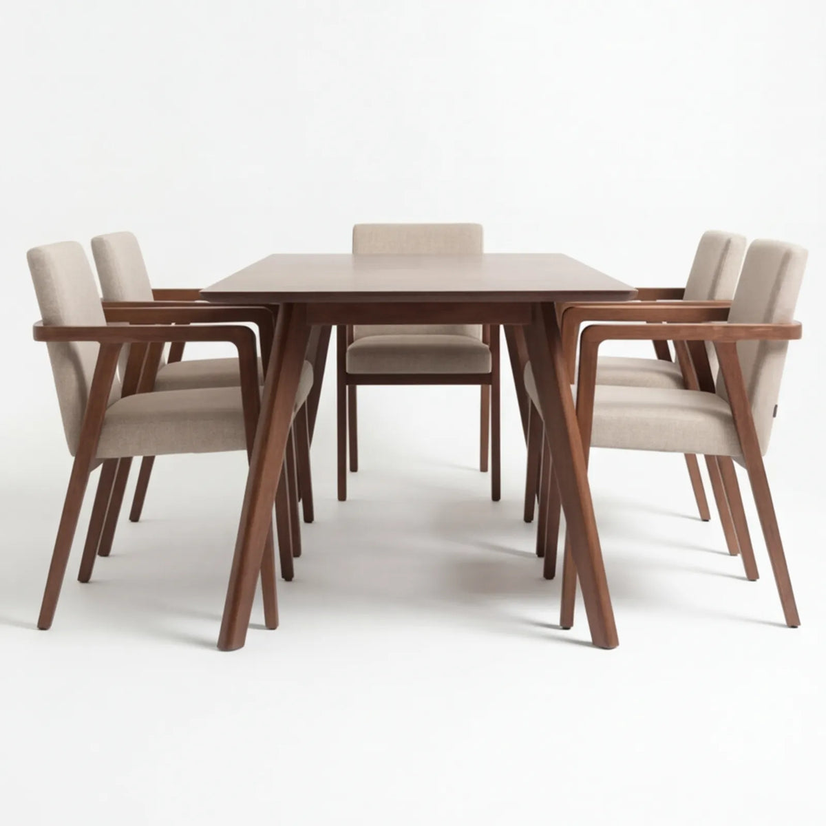 Comedor Toren en Nogal y Rosa Morada Sólida · Escultural