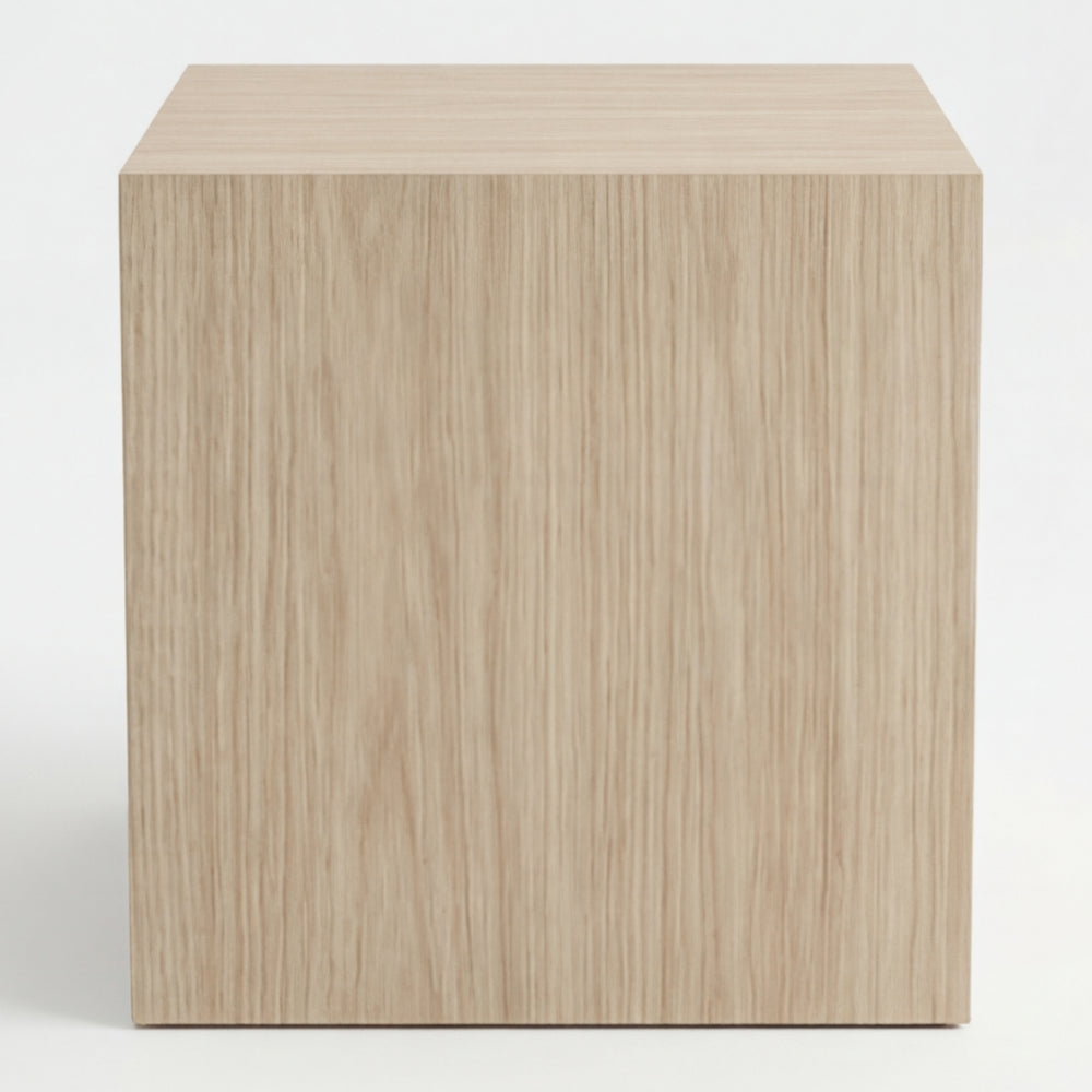 Mesa Lateral Cubo Japandi en Madera Natural · Minimalista