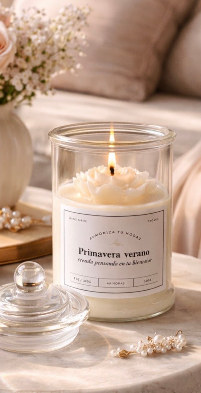 Vela aromática Lavander & Vainilla en contenedor de cristal