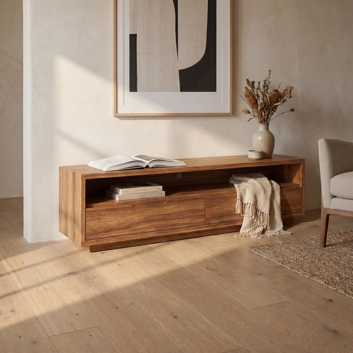 Mueble de TV Arven · Madera Exótica · Diseño Minimalista