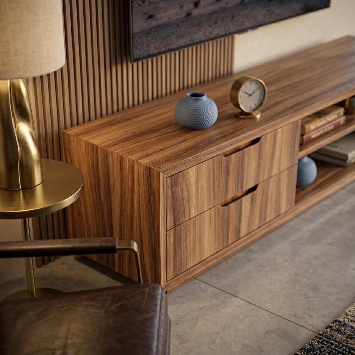 Mueble de TV Volden Nogal · Duradero y Elegante