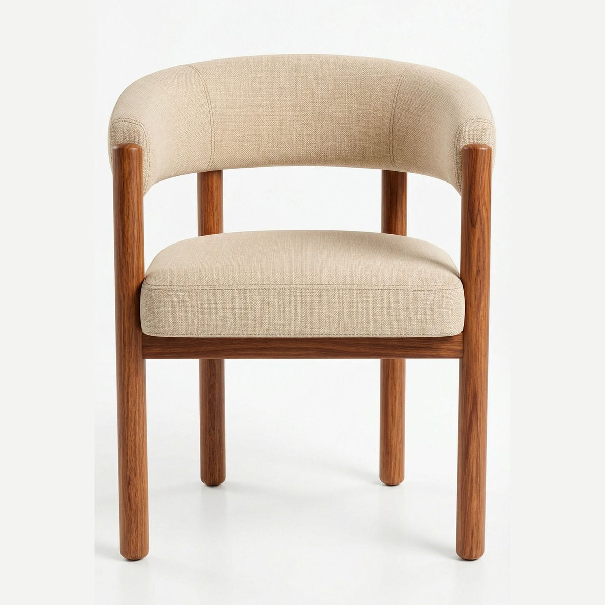 Silla Caelum en Madera Sólida y Textil Bouclé · Escultural Orgánico