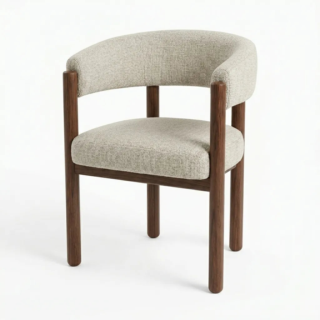 Silla Caelum en Madera Sólida y Textil Bouclé · Escultural Orgánico