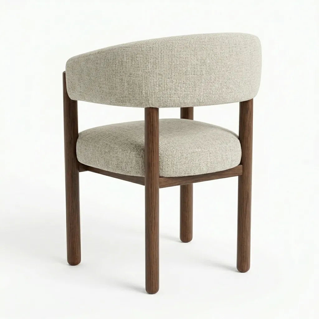 Silla Caelum en Madera Sólida y Textil Bouclé · Escultural Orgánico