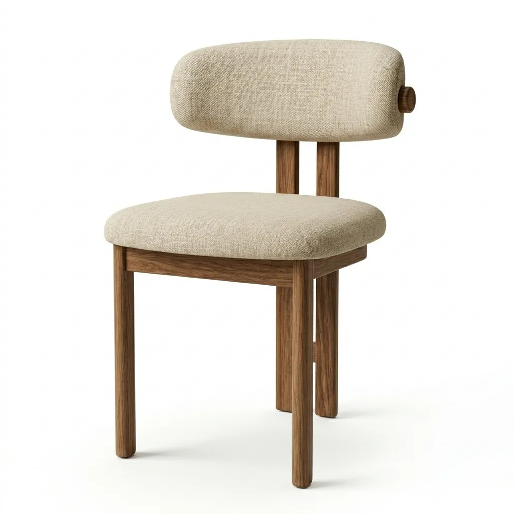 Silla Maren en Madera Sólida con Base Rosa Morada · Escultural