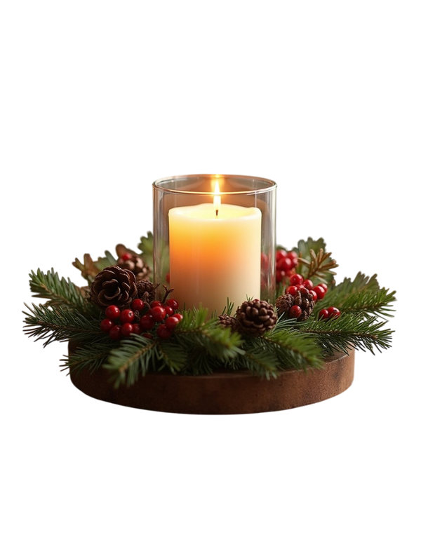 Centro de mesa Mod. Bella navidad en madera noble, vista principal completa