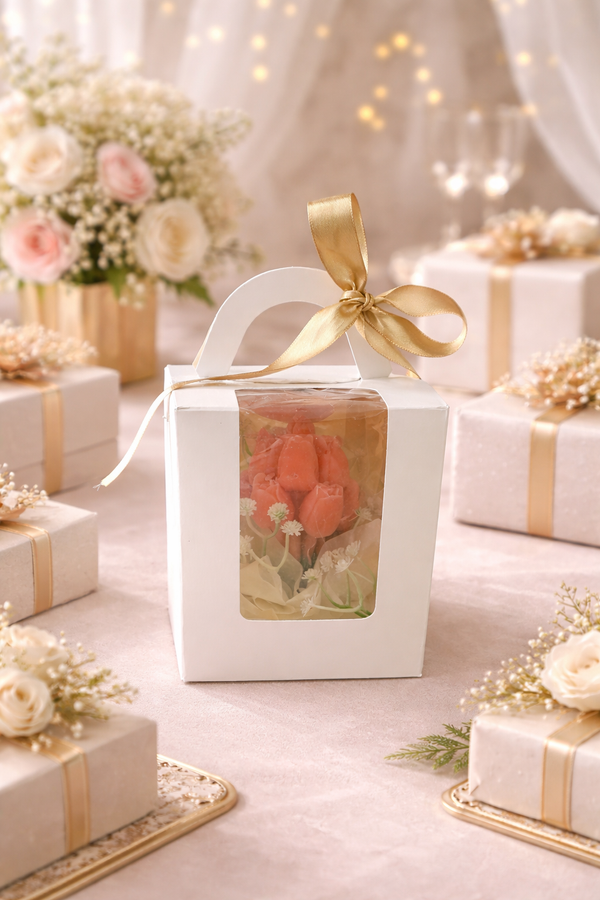Souvenir 12 pzas velas en ramo de tulipán rosa - vista alternativa