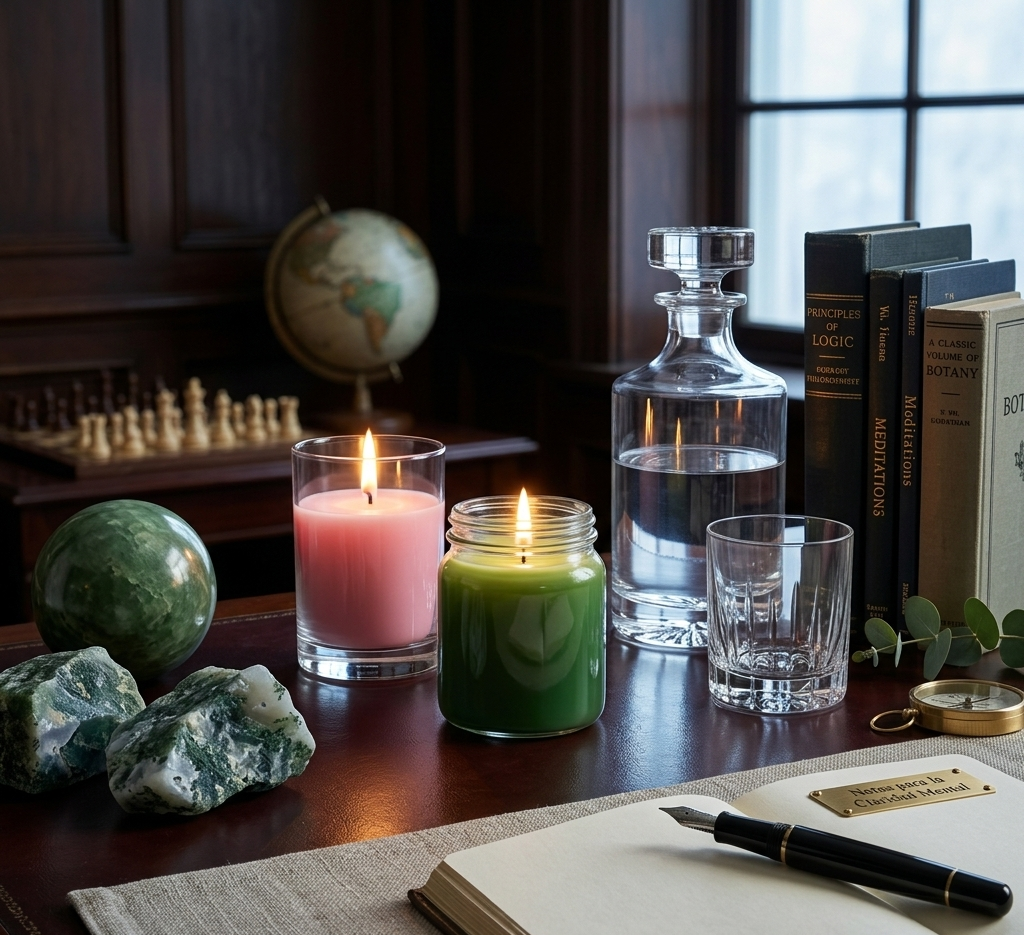 Detalle de la veta natural y acabado de madera noble en Serenata: Vela de Concentración para la Creatividad
