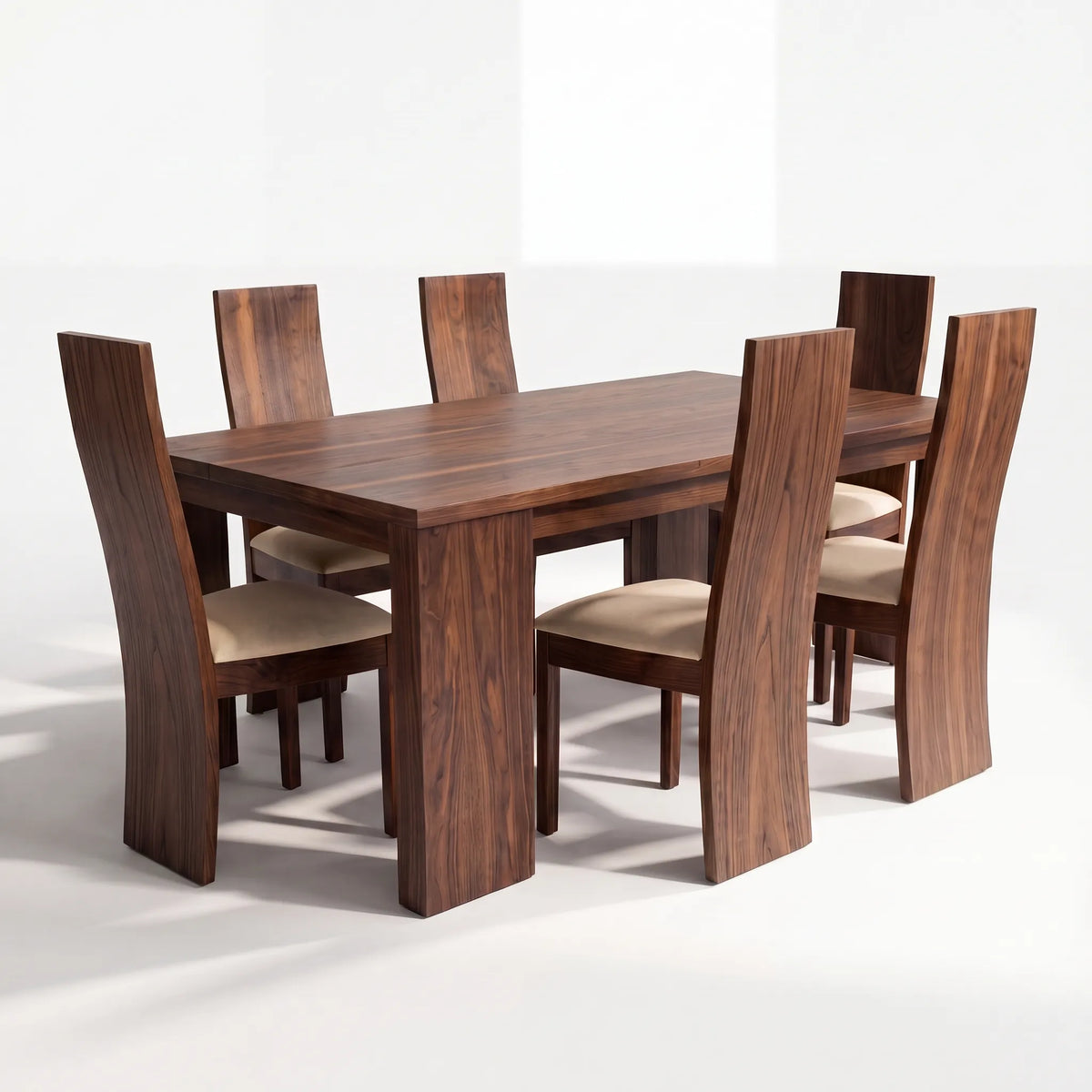Comedor Escultural Monolith para 6 Personas en Nogal Macizo - Detalle de Ensamble | LEMICH Alta Ebanistería Residencial