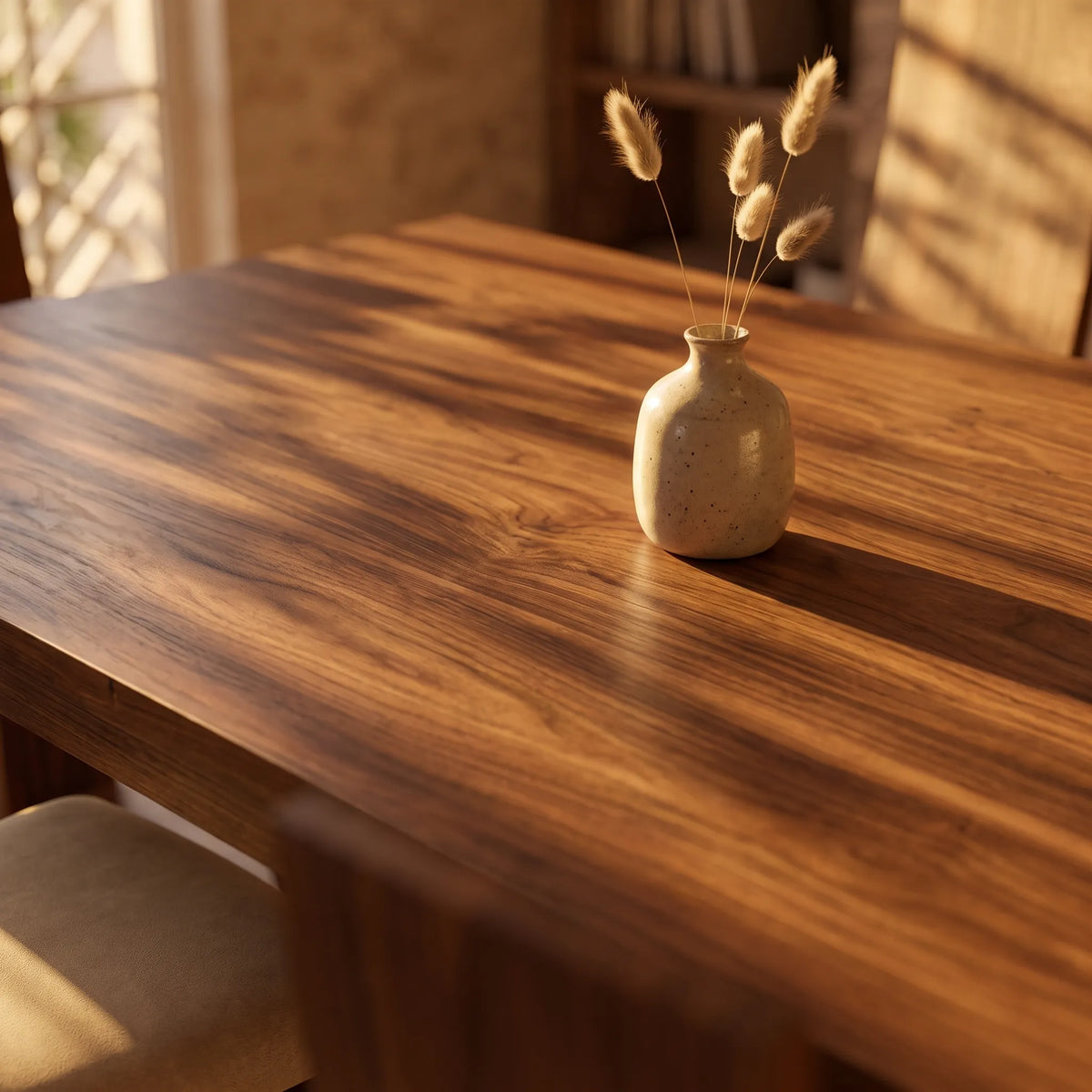 Comedor Escultural Monolith para 6 Personas en Nogal Macizo - Detalle de Ensamble | LEMICH Alta Ebanistería Residencial
