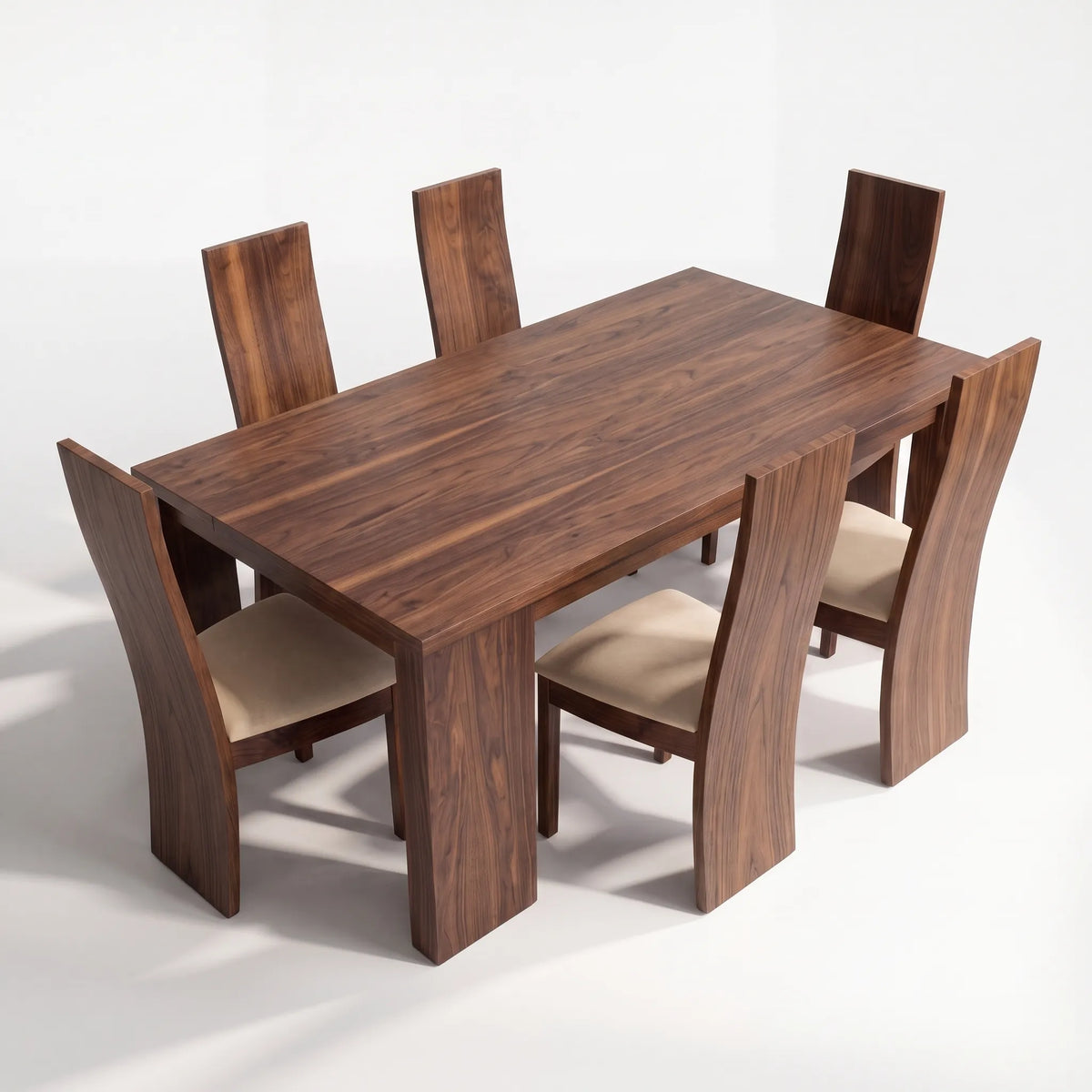 Comedor Escultural Monolith para 6 Personas en Nogal Macizo - Detalle de Ensamble | LEMICH Alta Ebanistería Residencial