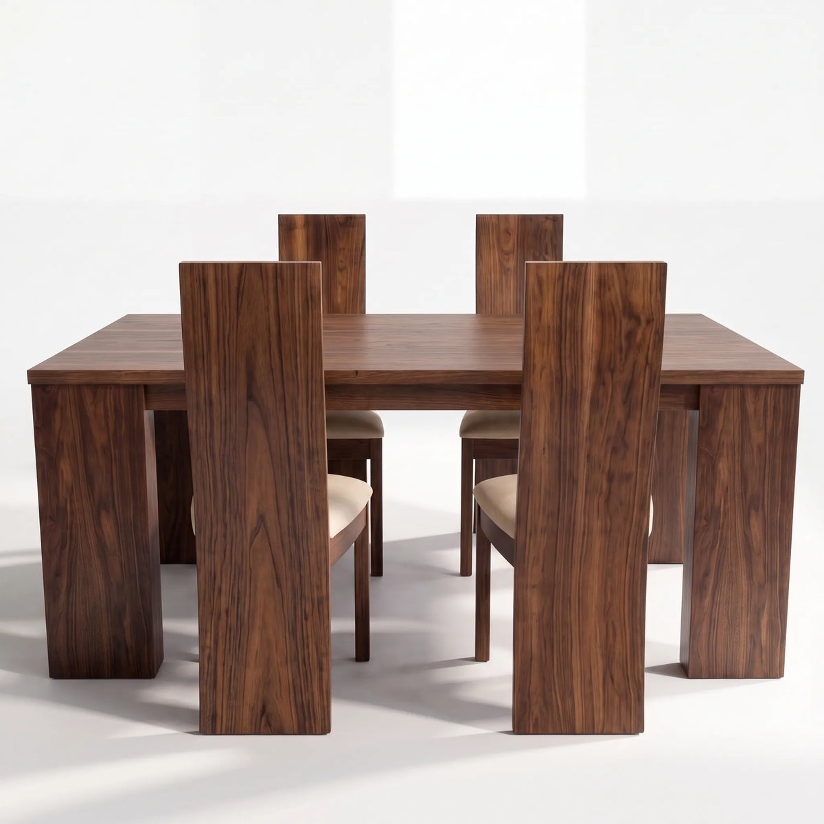 Comedor Escultural Monolith para 6 Personas en Nogal Macizo - Detalle de Ensamble | LEMICH Alta Ebanistería Residencial