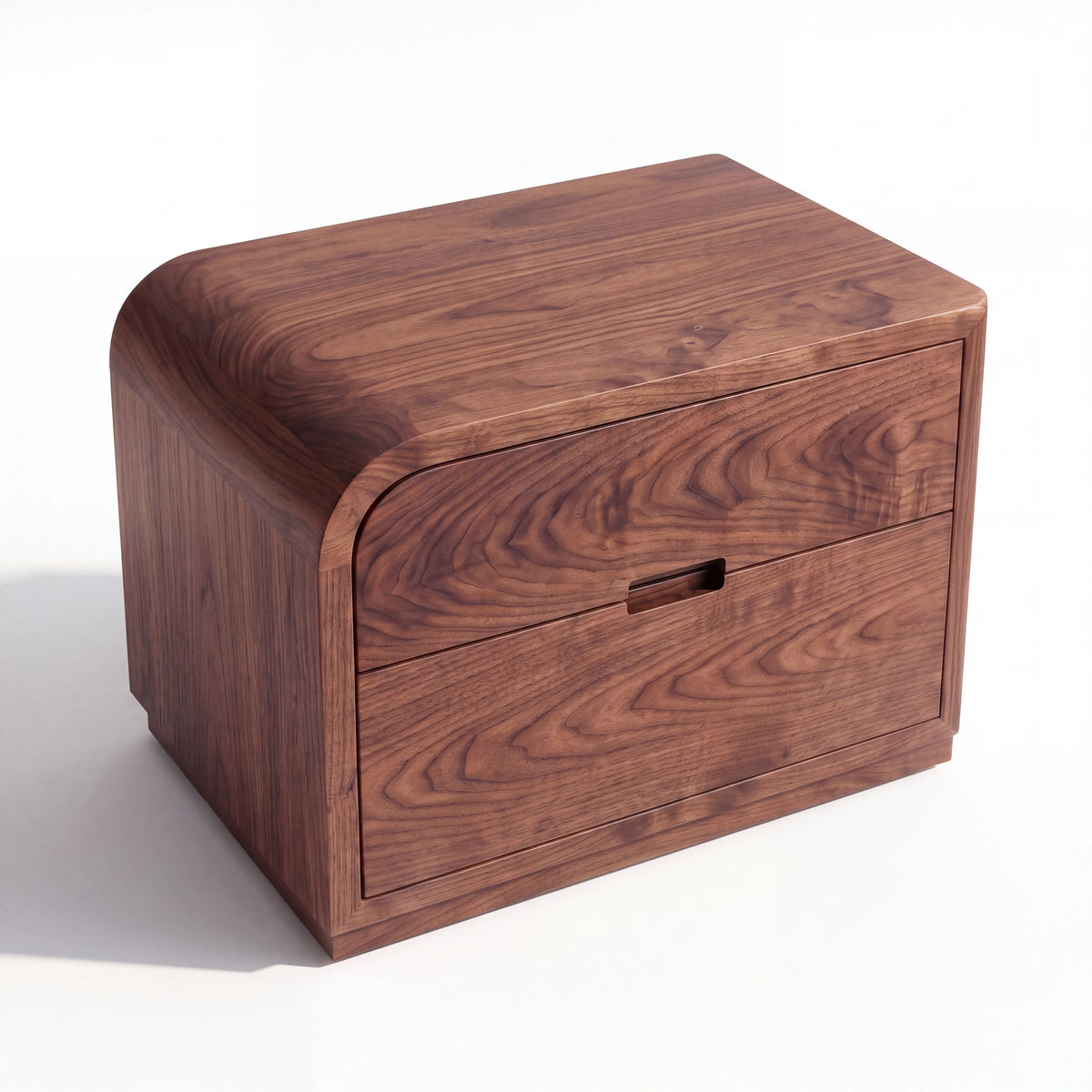 Buró de Noche Curvo Wave Doble en Nogal Macizo - Detalle de Ensamble | LEMICH Alta Ebanistería Residencial