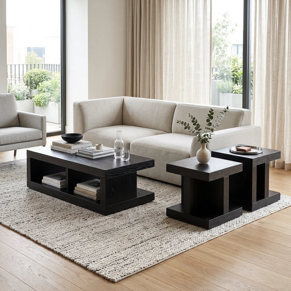 Set de Mesa de Centro y Laterales Volterra en Roble Negro Ébano - vista alternativa