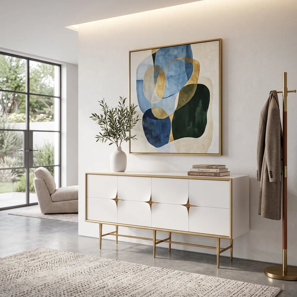 Credenza Sanremo en Laca Blanca y Marco de Latón Cepillado · De Autor - vista alternativa