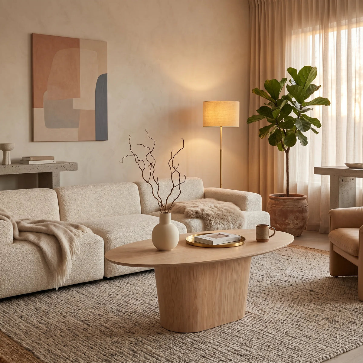 Mesa de Centro Ovalada en Nogal con Pedestal Escultórico - Detalle de Ensamble | LEMICH Alta Ebanistería Residencial