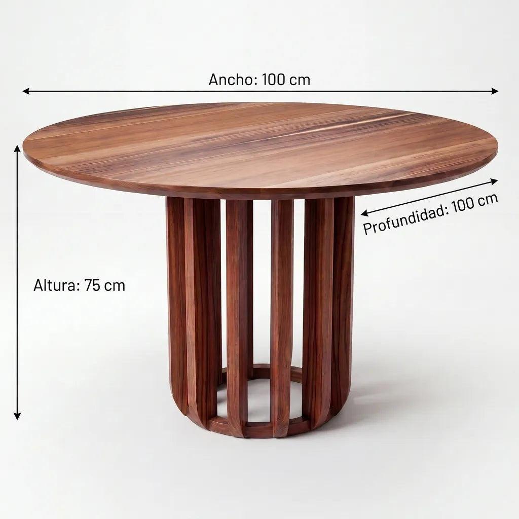 Mesa de Comedor / Desayunador en Nogal con Base Alistonada - Ambientada | LEMICH Alta Ebanistería Residencial