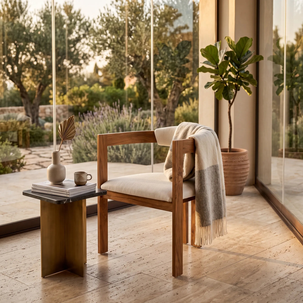 Sillón Ocasional de Autor en Nogal con Cojines Acolchados - Detalle de Ensamble | LEMICH Alta Ebanistería Residencial