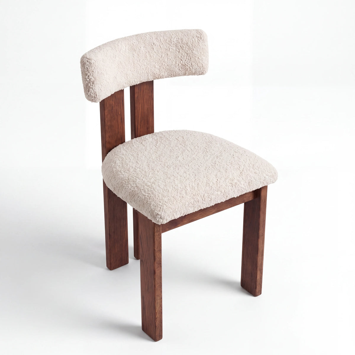Silla de Comedor / Acento en Nogal con Tapiz Texturizado Sherpa - Detalle de Ensamble | LEMICH Alta Ebanistería Residencial