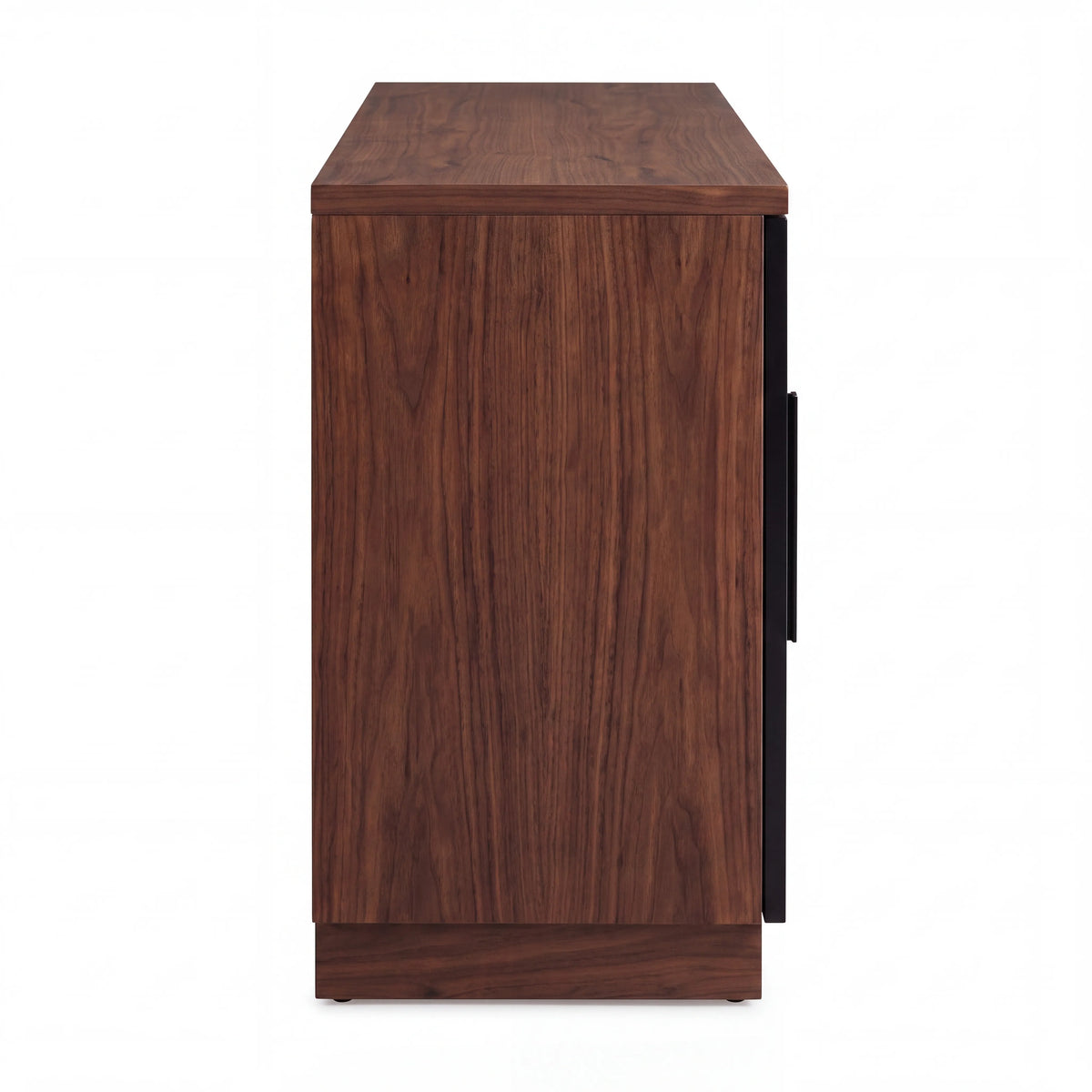 Credenza Buffet en Raíz de Nogal con Relieve Geométrico y Marco Metálico - Ambientada | LEMICH Alta Ebanistería Residencial