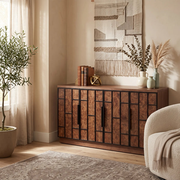 Credenza Buffet Salerno en Raíz de Nogal y Marco Metálico - vista alternativa