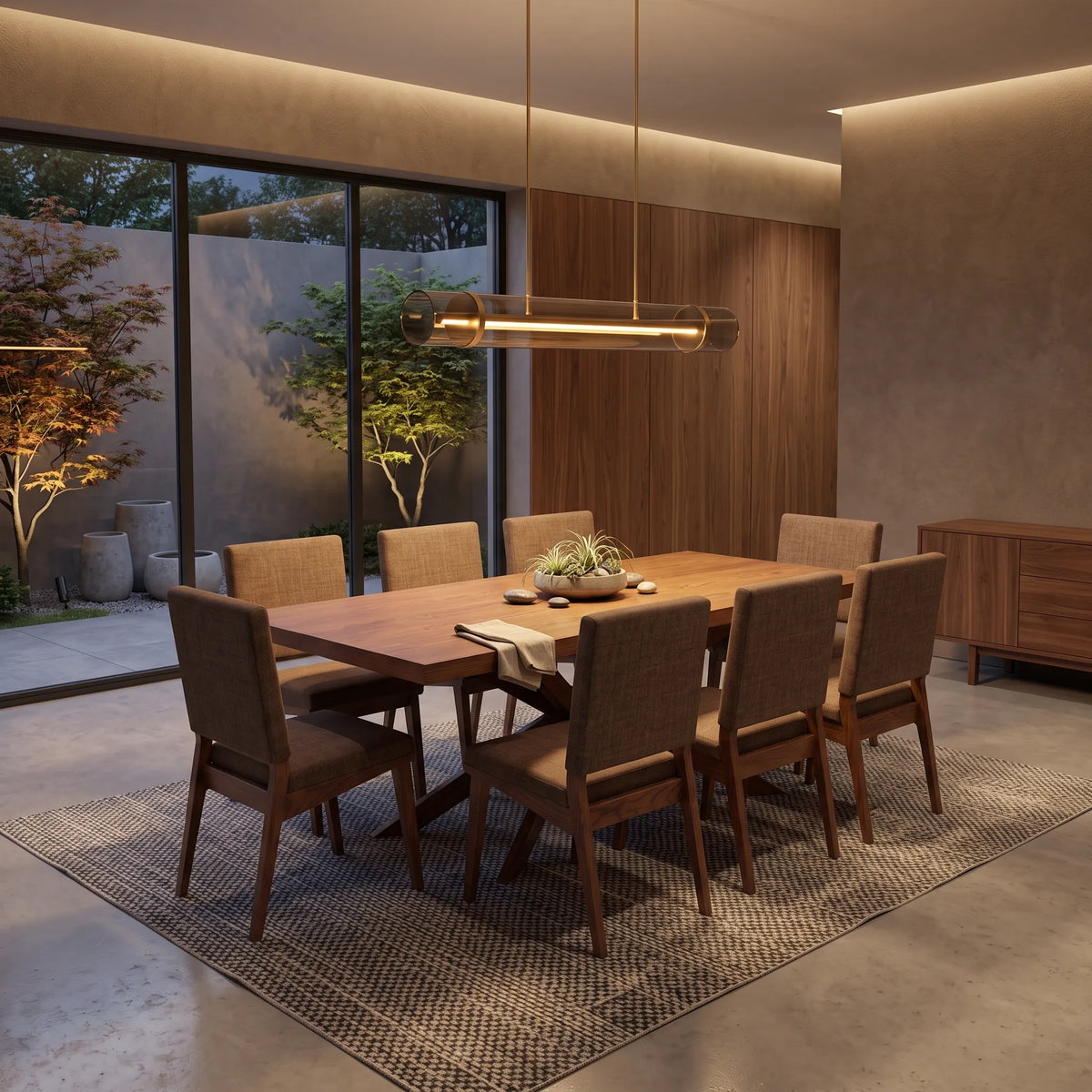 Comedor de 6 Sillas Tapizadas en Nogal Pulido de Alta Ebanistería - Detalle de Ensamble | LEMICH Alta Ebanistería Residencial