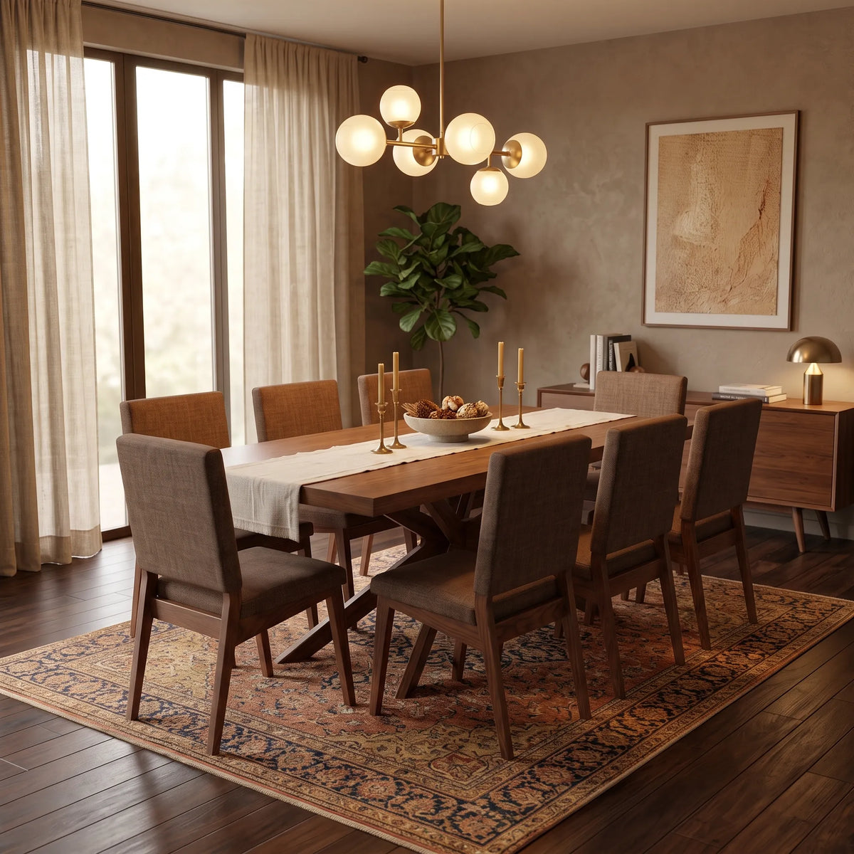 Comedor de 6 Sillas Tapizadas en Nogal Pulido de Alta Ebanistería - Detalle de Ensamble | LEMICH Alta Ebanistería Residencial
