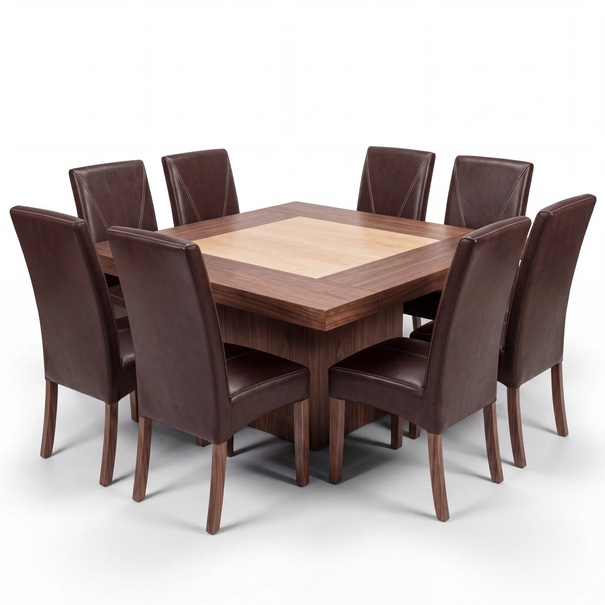 Comedor de 8 Sillas en Nogal Macizo y Tapiz Texturizado - Detalle de Ensamble | LEMICH Alta Ebanistería Residencial