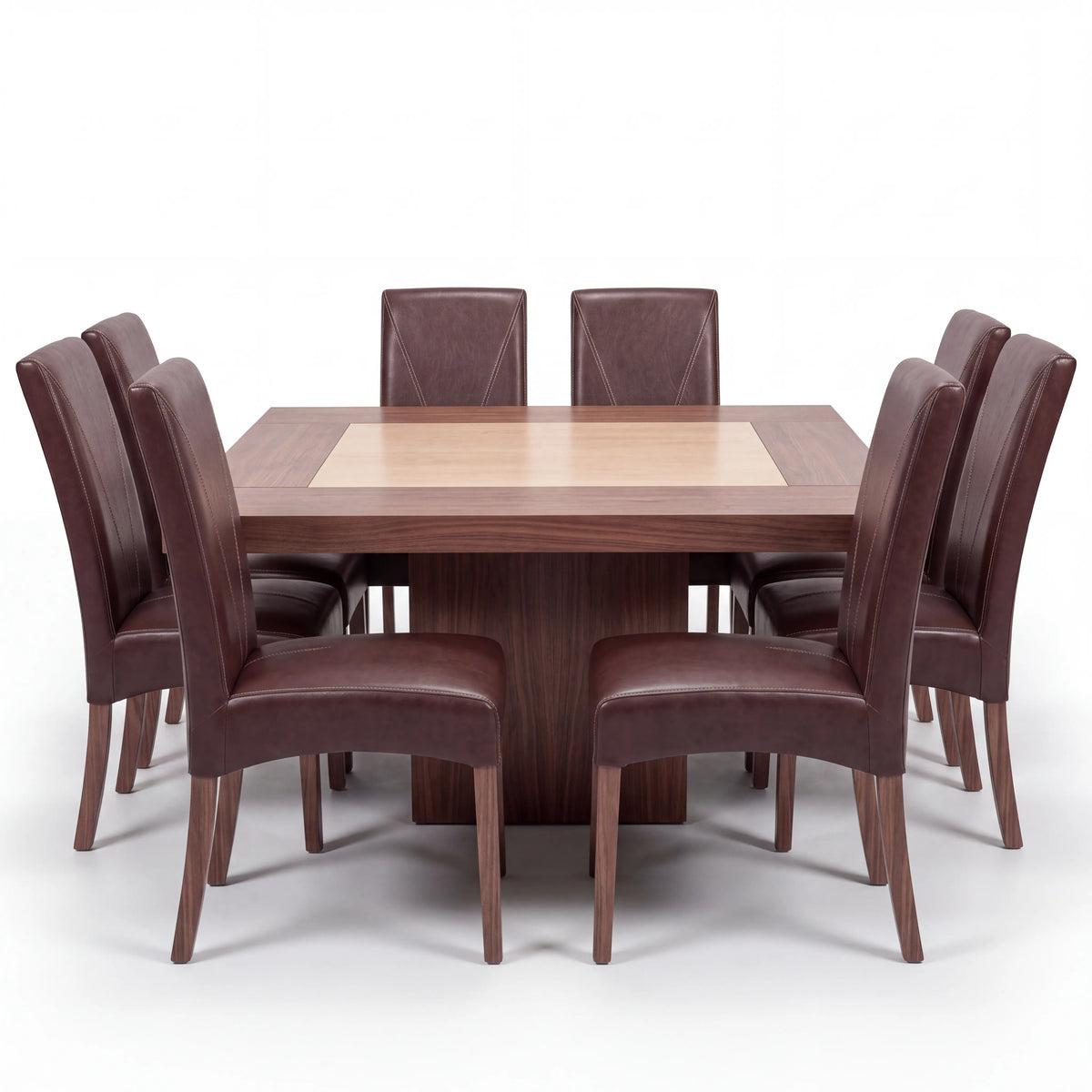 Comedor de 8 Sillas en Nogal Macizo y Tapiz Texturizado - Detalle de Ensamble | LEMICH Alta Ebanistería Residencial
