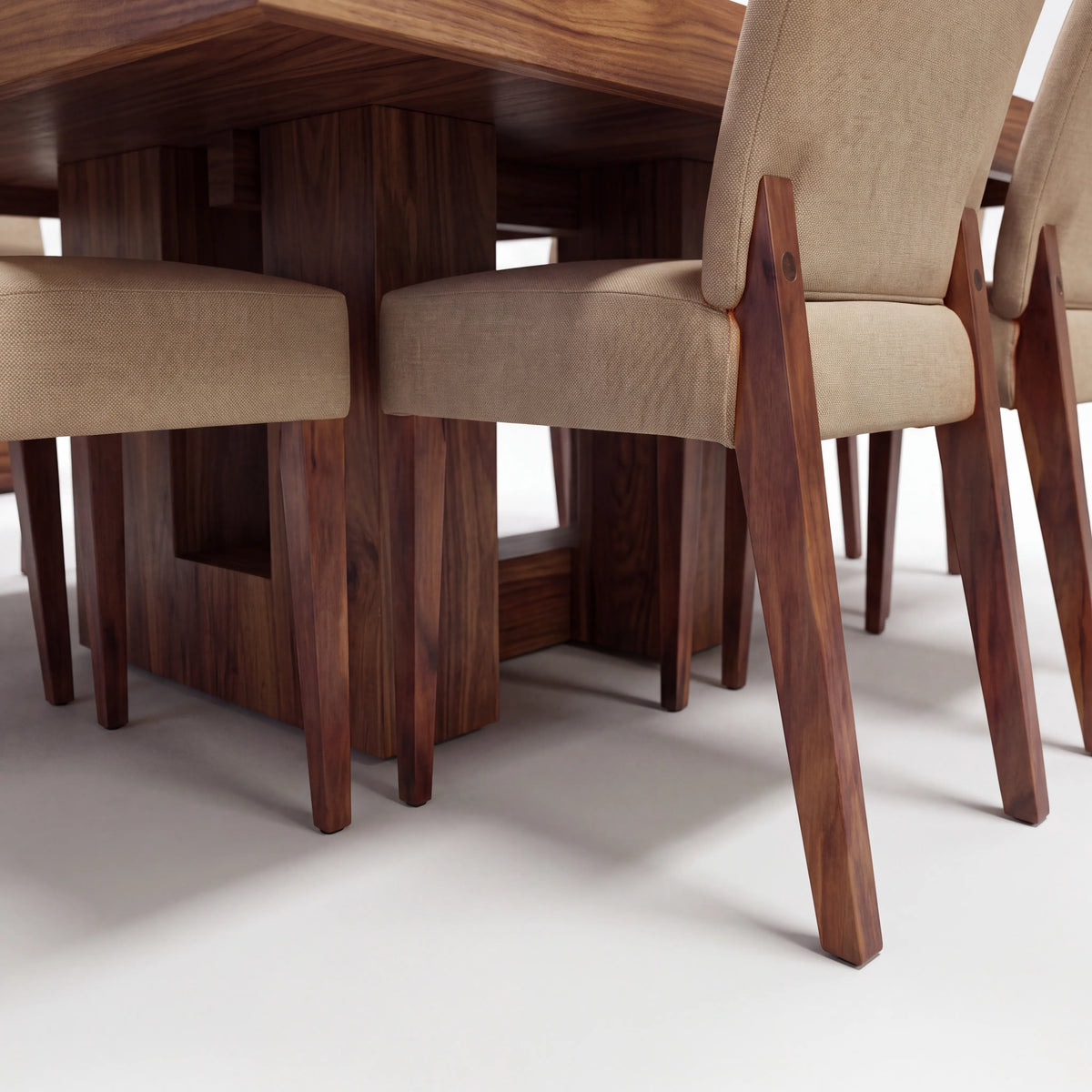 Comedor de 6 Sillas en Nogal con Aparador Buffet a Juego - Ambientada | LEMICH Alta Ebanistería Residencial