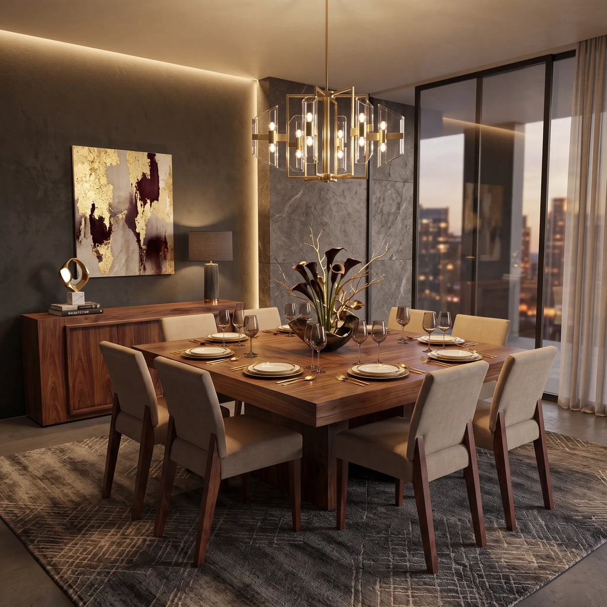 Comedor de 6 Sillas en Nogal con Aparador Buffet a Juego - Hero Portada | LEMICH Alta Ebanistería Residencial